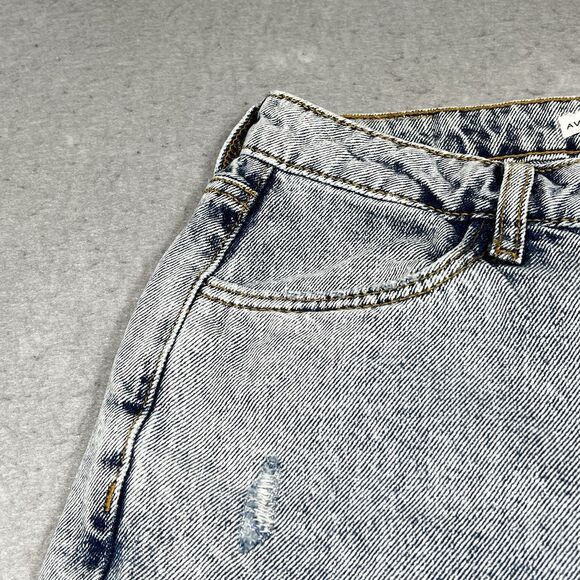 Avec Les Filles Jeans Womens Size 26 Blue Ripped High Waisted Flare Leg Denim - Picture 3 of 14